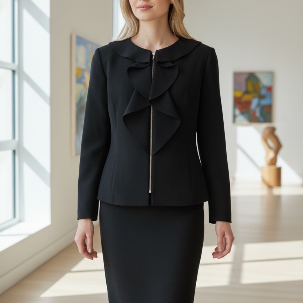 Sophisticated Black Women's Skirt,Blazer Suite